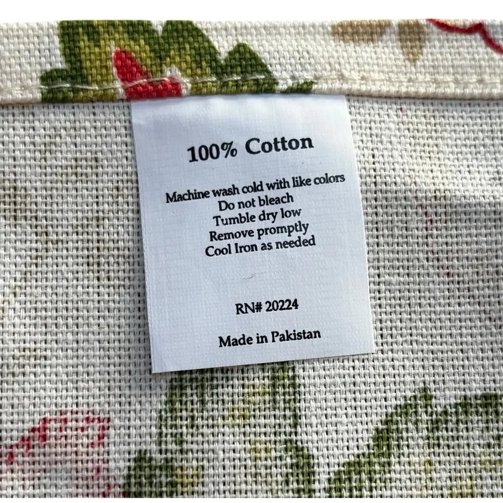 Set of 4 cotton cloth napkins Jacobean flowers colorful pink & green 20